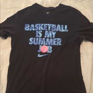 Nike Black Tee with Blue and Pink Basketball Graphic